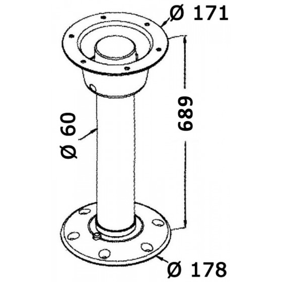 Tafelpoot Aluminium 68,5 cm Compleet