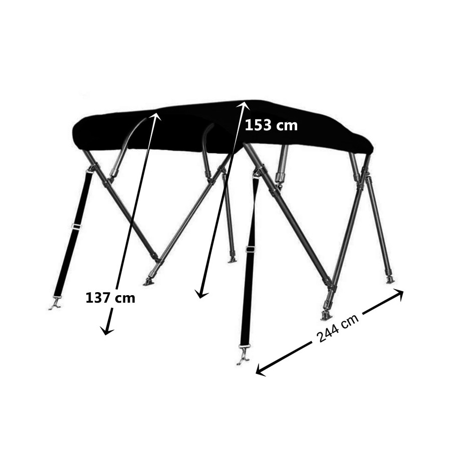 4  Boog RVS H137 Biminitop Premium DeLuxe