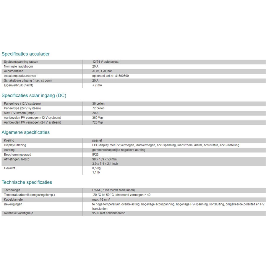 SCM20 PWM SolarLaadregelaar