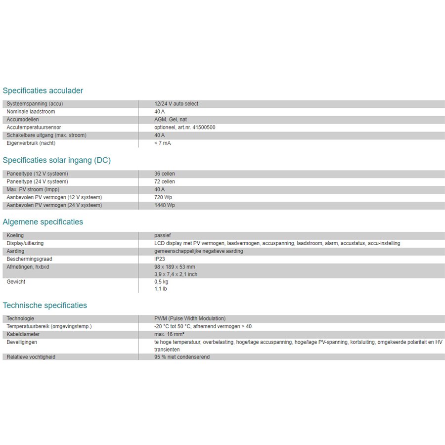 SCM40 PWM SolarLaadregelaar