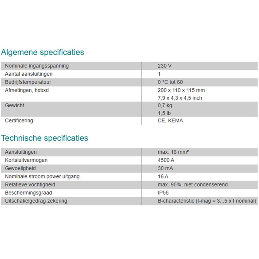 Aardlekschakelaar Shore Fix, 16 A/30 mA